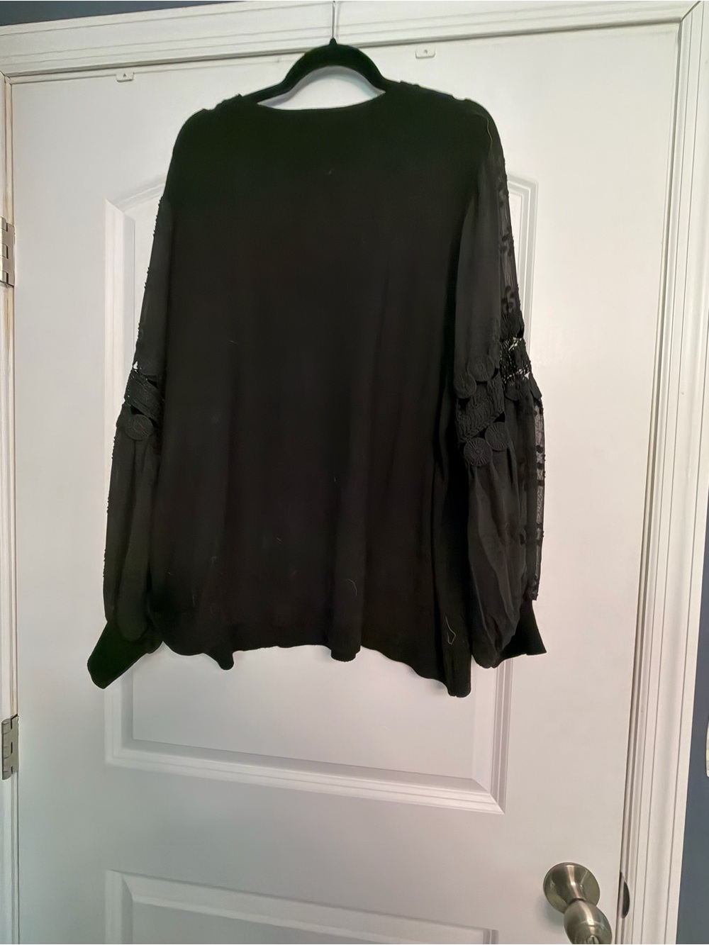Sioni Black Sheer Balloon Sleeve Pullover - Picture 5 of 5